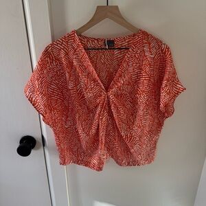 Women's Orange Patterned Top